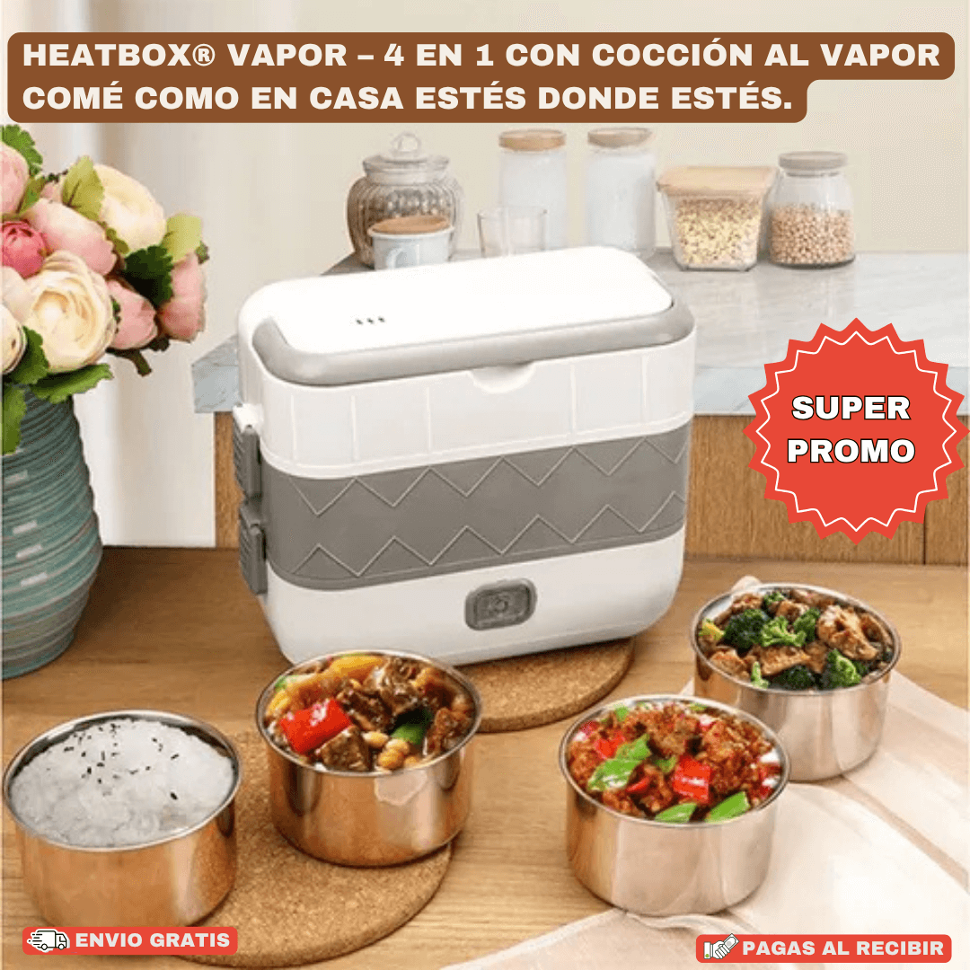 HEATBOX® VAPOR: Lonchera Eléctrica Portátil para Calentar Rápido y Comer Mejor