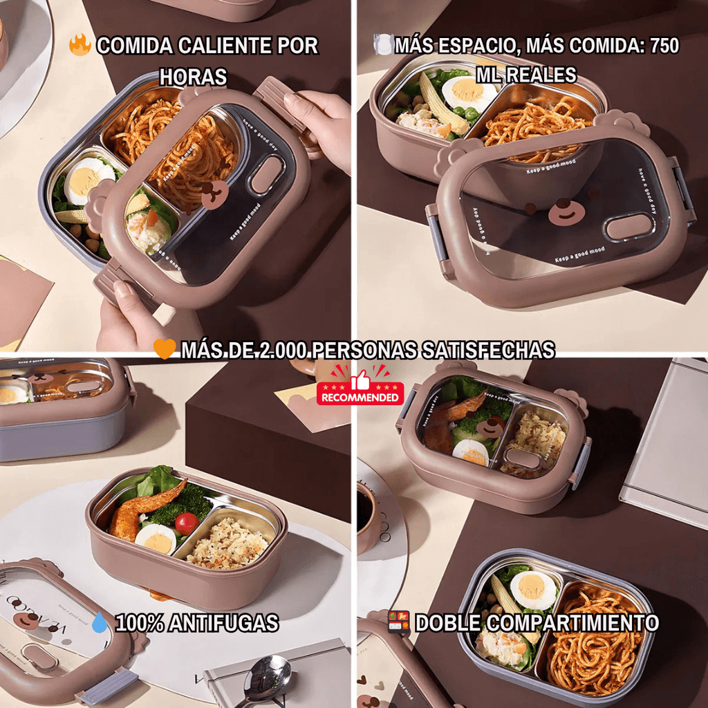 BearLunch™: LUNCHERA TÉRMICA DE ACERO COMIDA CALIENTE Y FRESCA EN CUALQUIER LUGAR