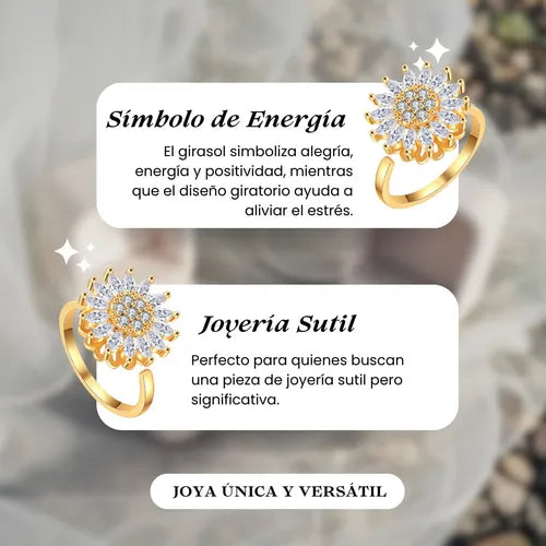 🌻ANILLO GIRASOL GIRATORIO + CAJA REGALO🌻
