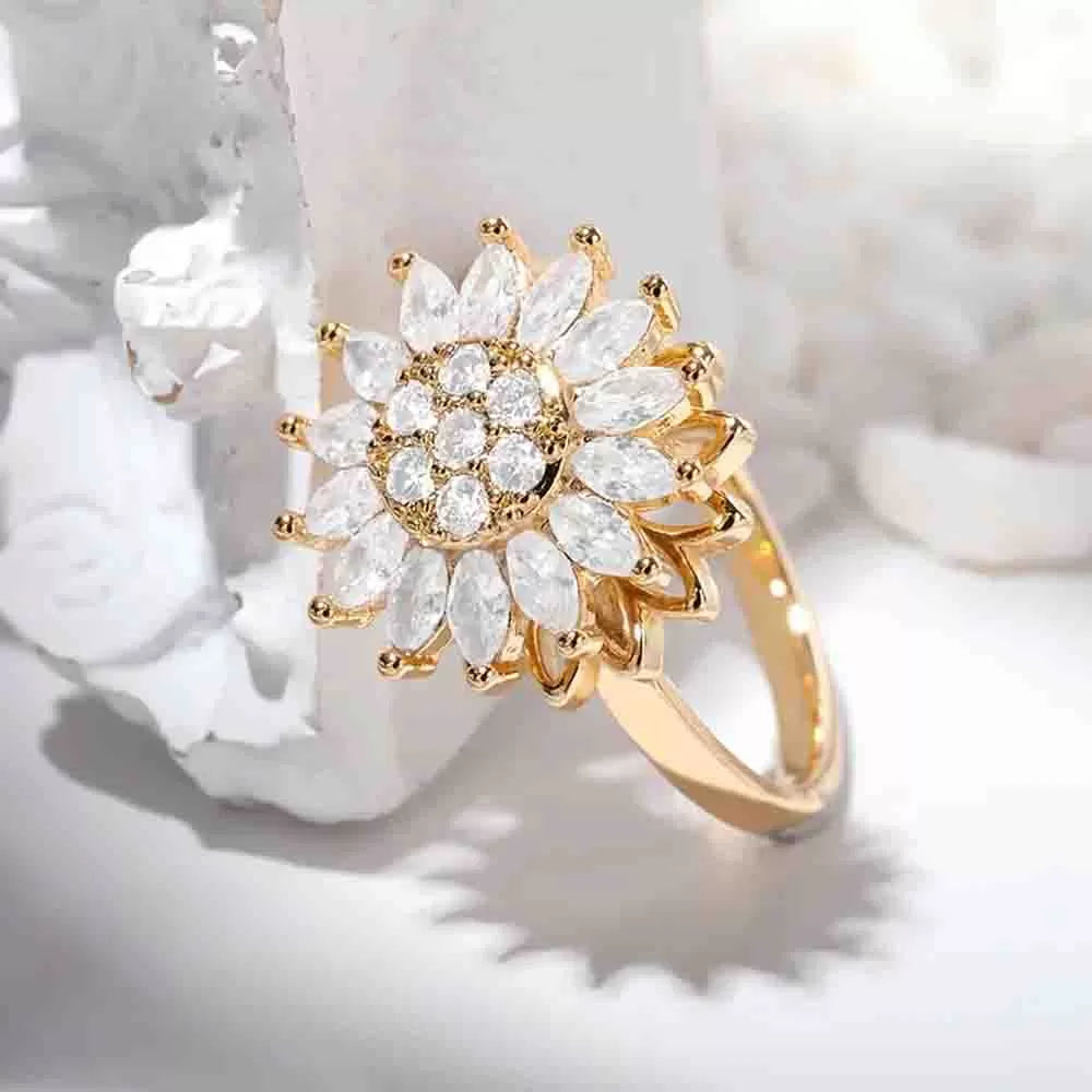 🌻ANILLO GIRASOL GIRATORIO + CAJA REGALO🌻