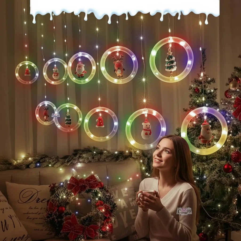 ✨CASCADA BRILLANTE AROS NAVIDEÑOS LUCES LED✨