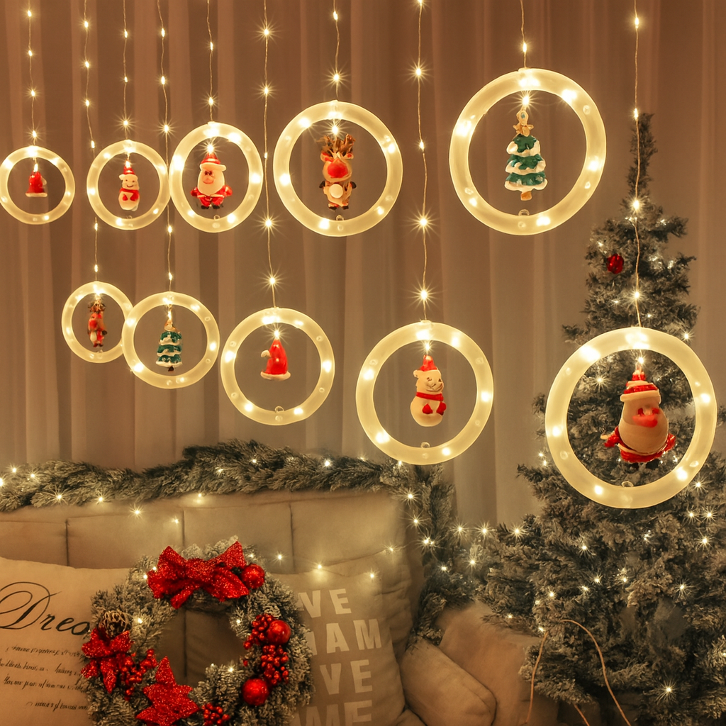 ✨CASCADA BRILLANTE AROS NAVIDEÑOS LUCES LED✨