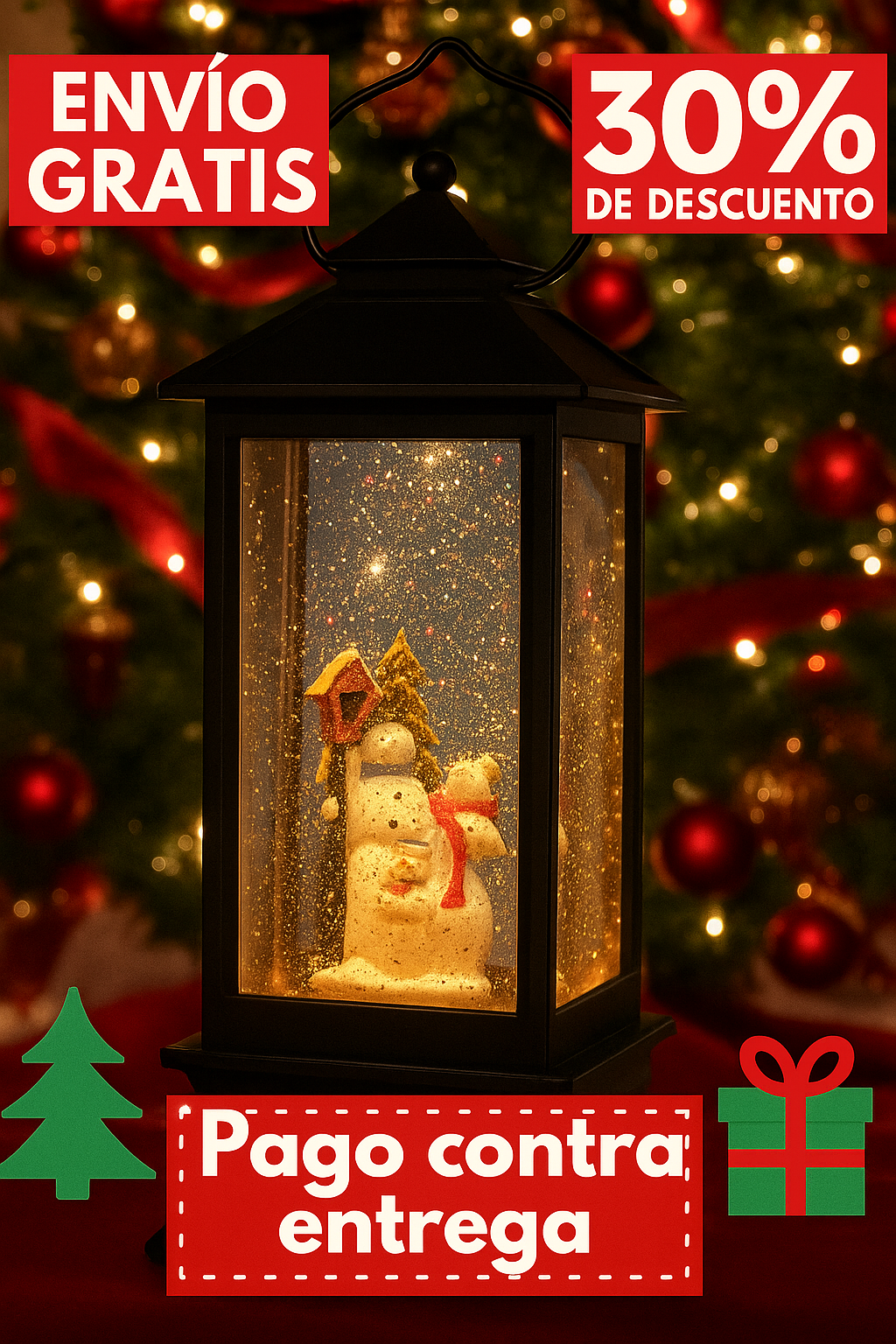 Farol Navideño con luz, Decoración