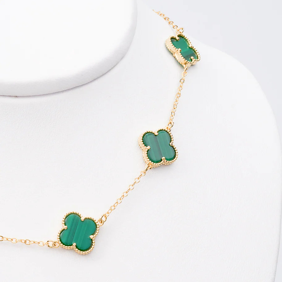 🍀COLLAR  TREBOL DE 4 HOJAS + PULSERA TREBOL 4 HOJAS DE REGALO.🍀