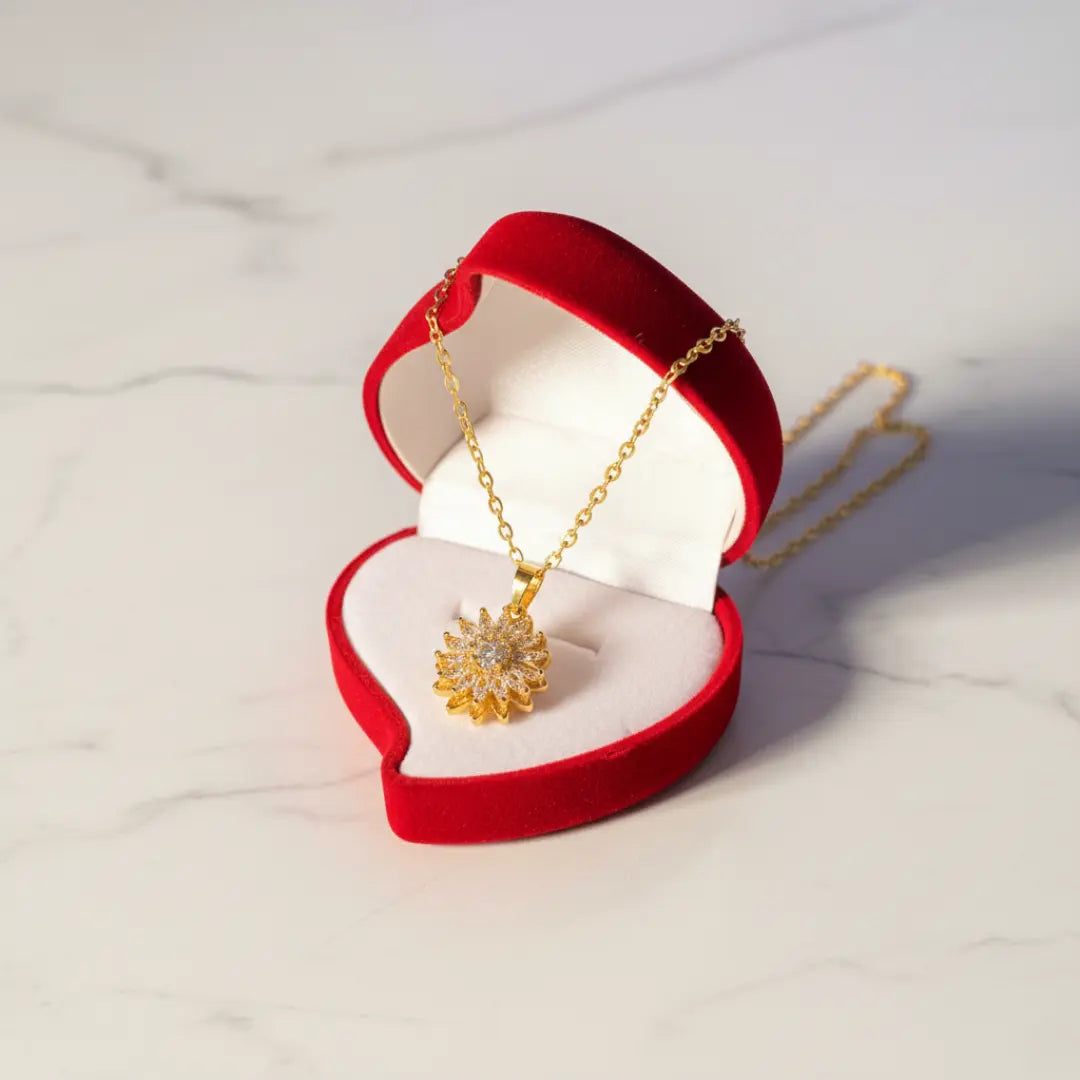 🌻COLLAR GIRASOL GIRATORIO + CAJA LUJO🌻