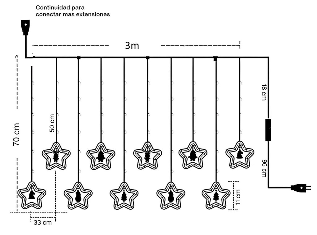 ✨ PROMO ✨ CASCADA BRILLANTE ESTRELLAS NAVIDEÑAS LUCES LED✨