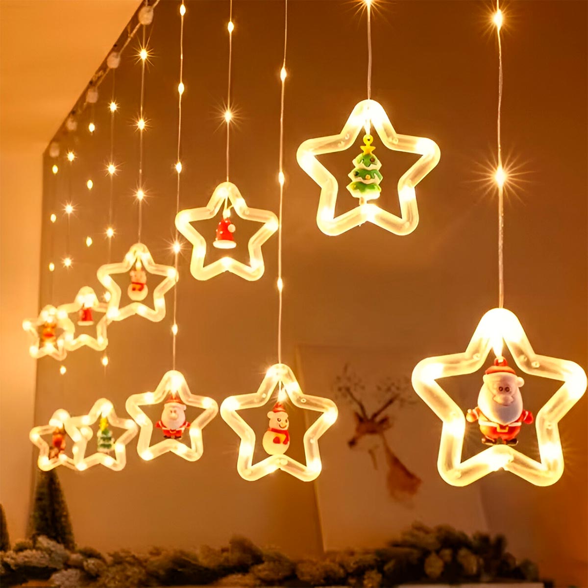 ✨ PROMO ✨ CASCADA BRILLANTE ESTRELLAS NAVIDEÑAS LUCES LED✨