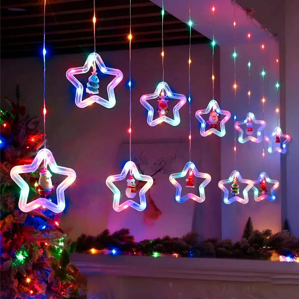 ✨ CASCADA BRILLANTE ESTRELLAS NAVIDEÑAS LUCES LED✨