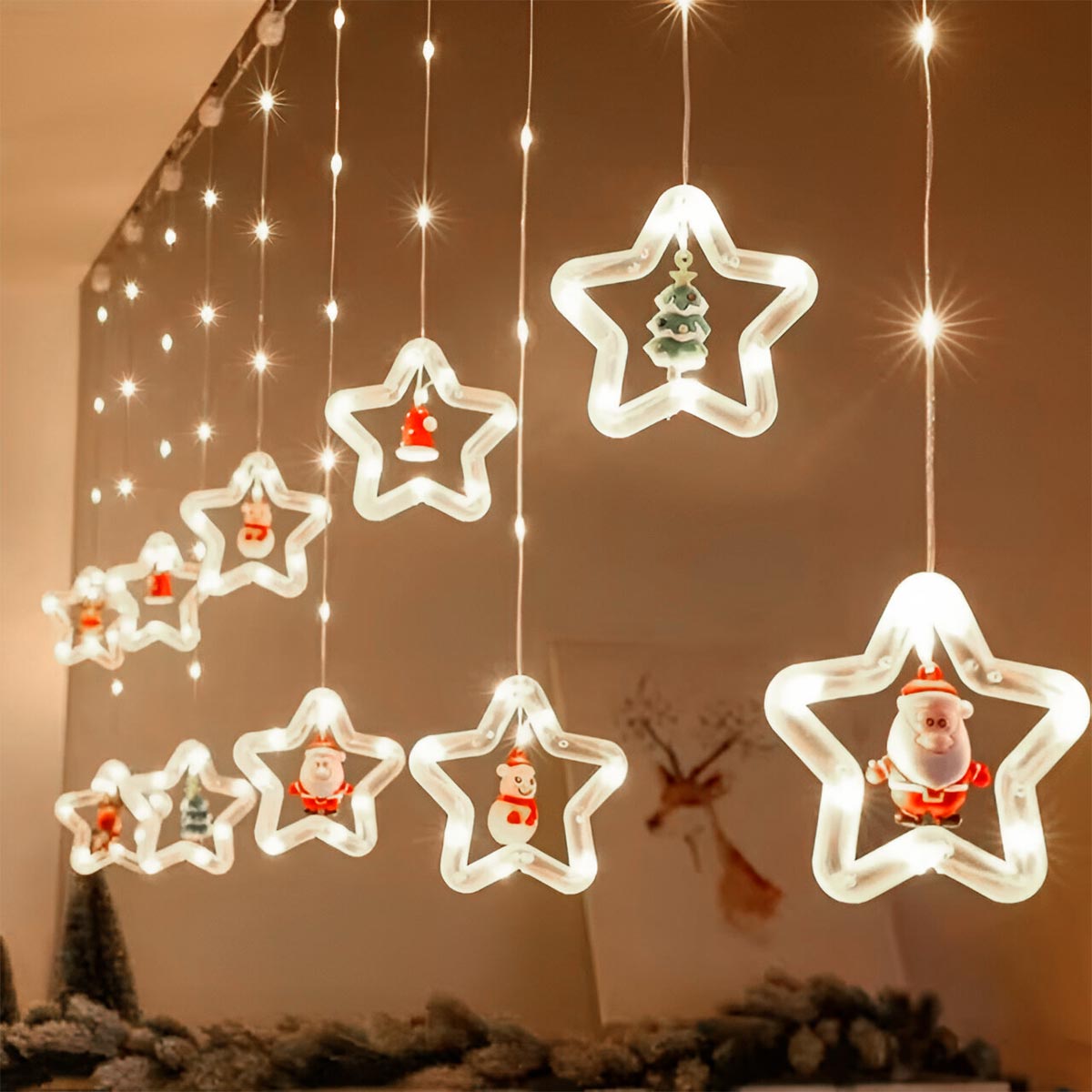 ✨ PROMO ✨ CASCADA BRILLANTE ESTRELLAS NAVIDEÑAS LUCES LED✨