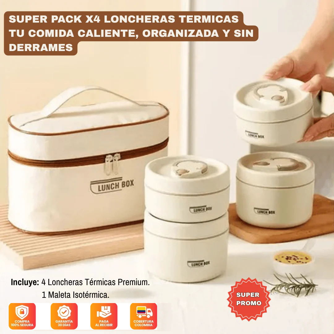 PROMO LUNCHBOX®: 4 Loncheras Térmicas + Maleta.