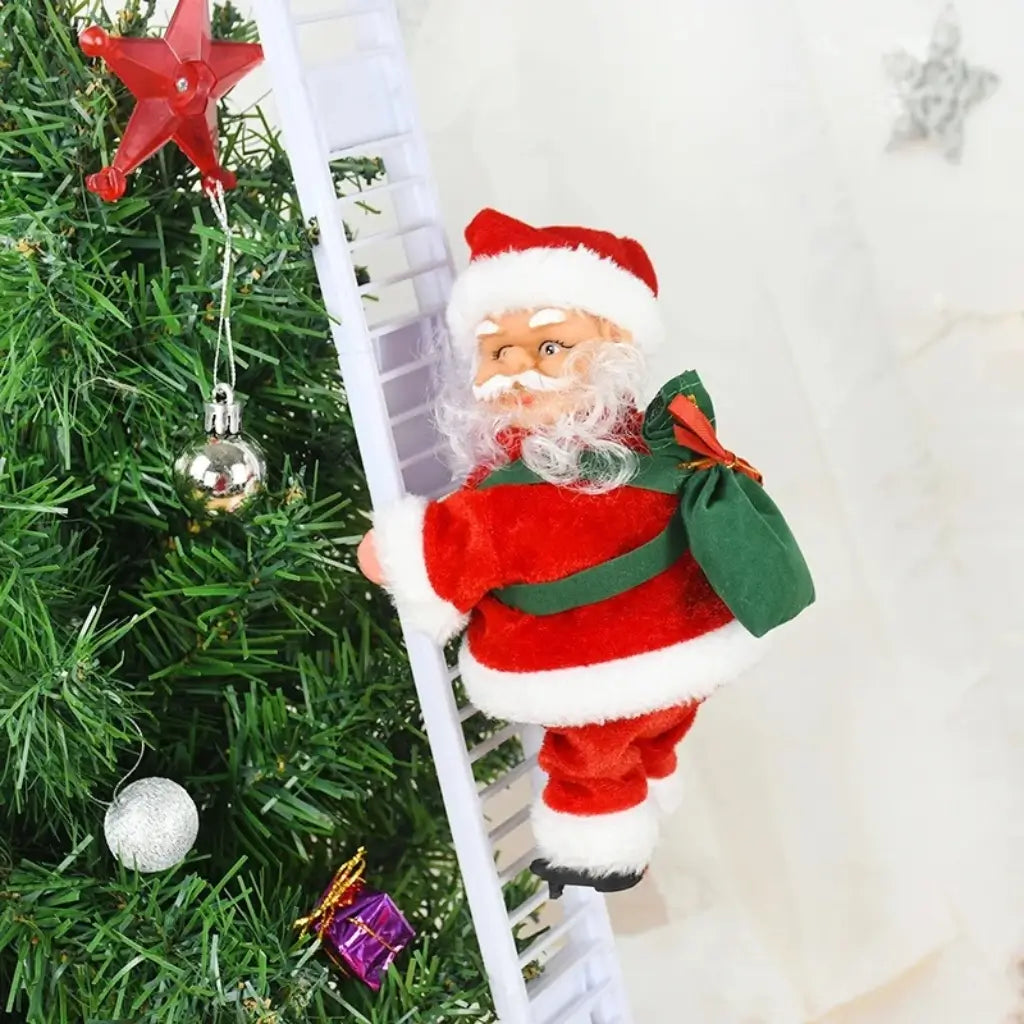 Papai Noel Sobe Escada Musical Decoração de Natal