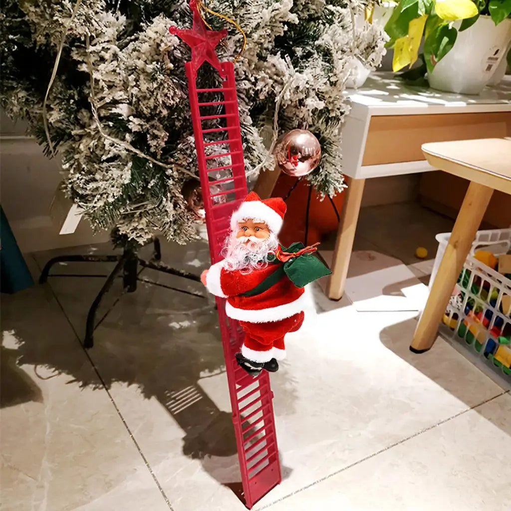 Papai Noel Sobe Escada Musical Decoração de Natal