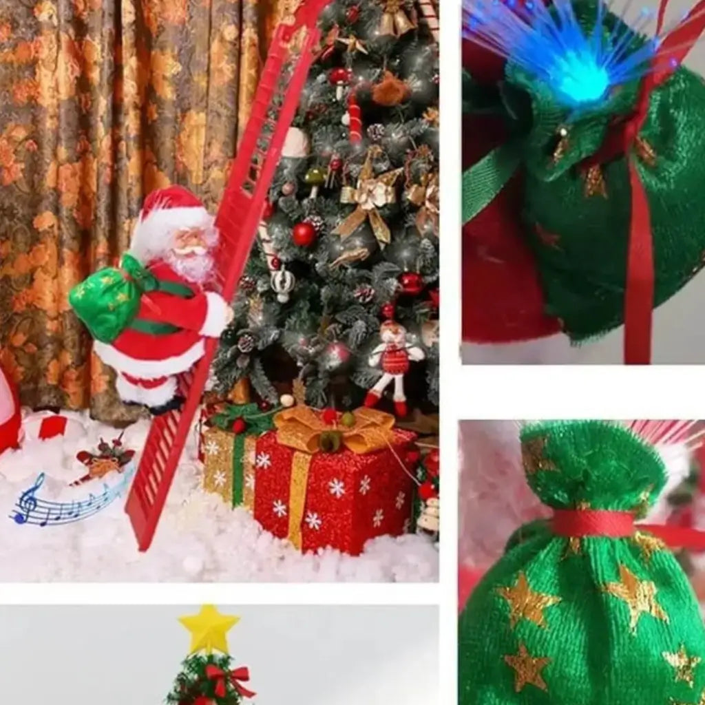 Papai Noel Sobe Escada Musical Decoração de Natal
