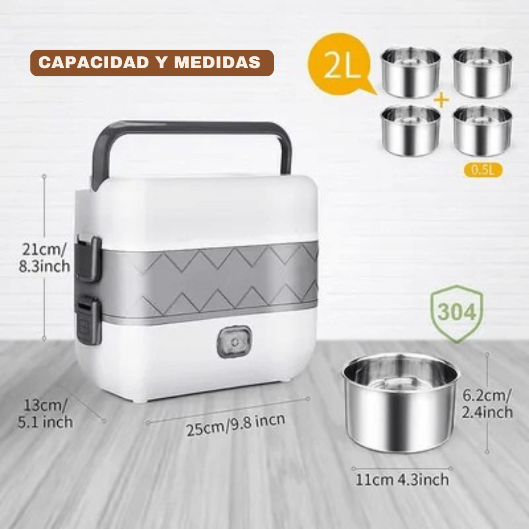 HEATBOX® VAPOR: Lonchera Eléctrica Portátil para Calentar Rápido y Comer Mejor