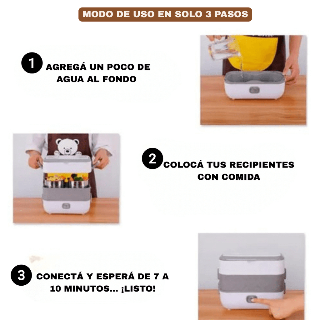 HEATBOX® VAPOR: Lonchera Eléctrica Portátil para Calentar Rápido y Comer Mejor